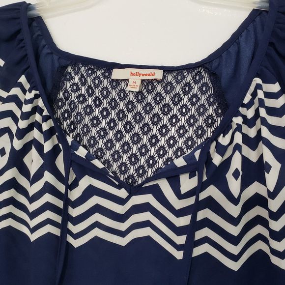 Hollywould Women's Medium Boho Style Blouse with 3/4 Sleeves - Picture 4 of 11